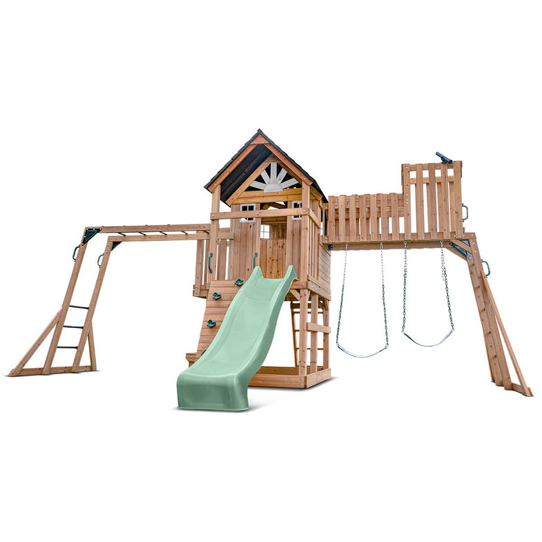 Kensington Swing Set, Monkey Bars & Play Centre with 2.2m Slide (Pastel Green)