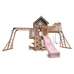 Kensington Swing Set, Monkey Bars & Play Centre with 2.2m Slide (Pastel Pink)