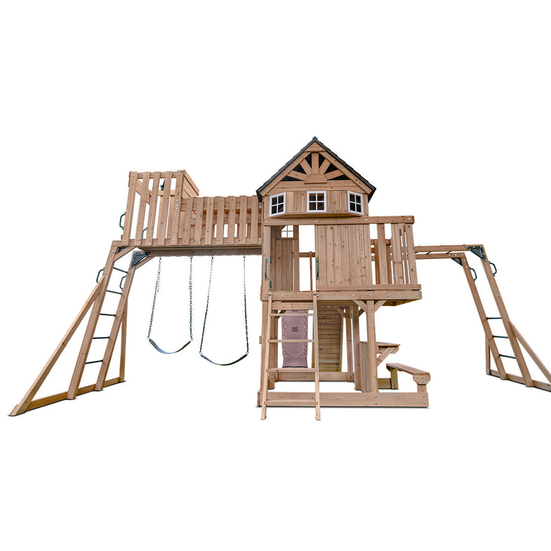 Kensington Swing Set, Monkey Bars & Play Centre with 2.2m Slide (Pastel Pink)