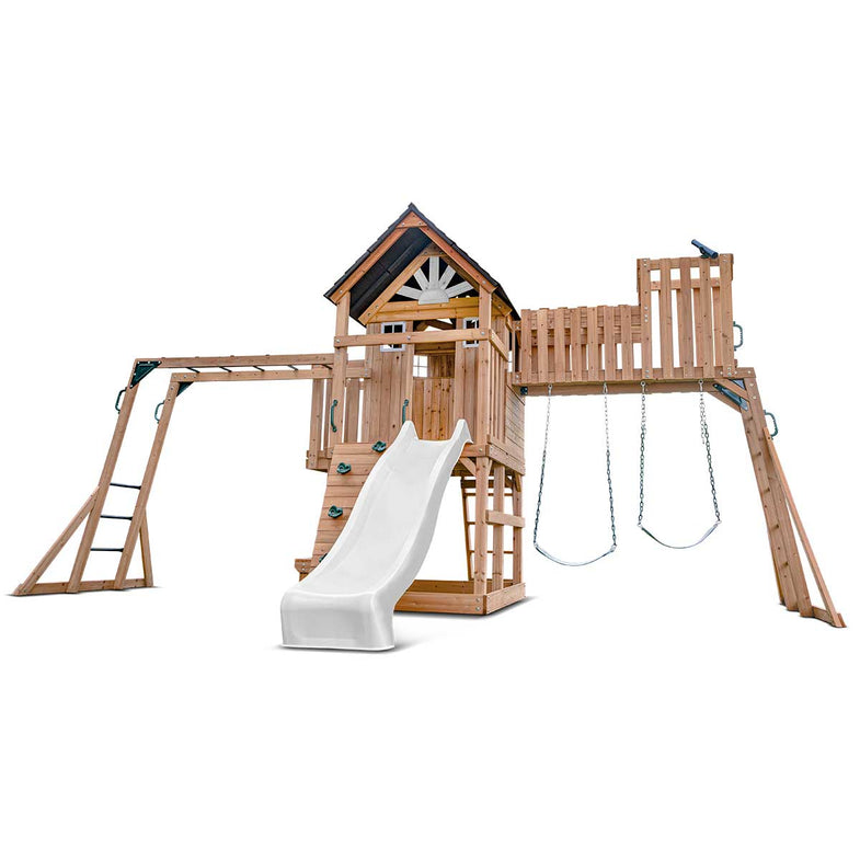 Kensington Swing Set, Monkey Bars & Play Centre with 2.2m Slide (White)