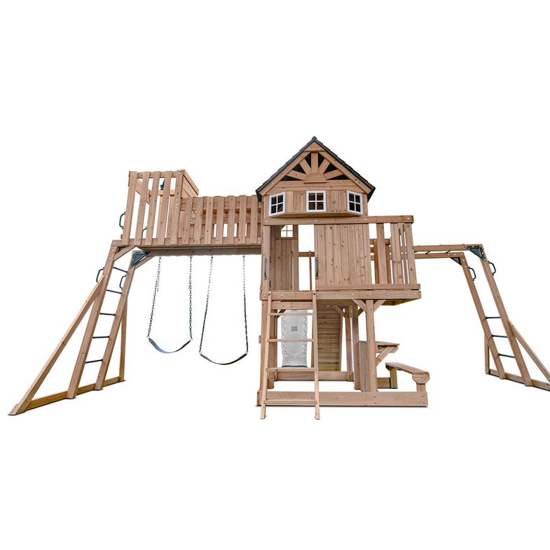Kensington Swing Set, Monkey Bars & Play Centre with 2.2m Slide (White)
