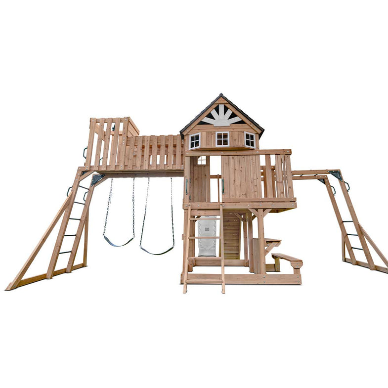 Kensington Swing Set, Monkey Bars & Play Centre with 2.2m Slide (White)