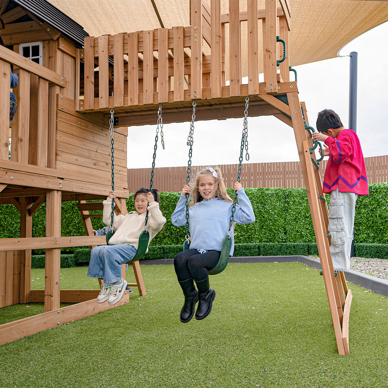 Kensington Swing Set, Monkey Bars & Play Centre with 2.2m Slide (White)