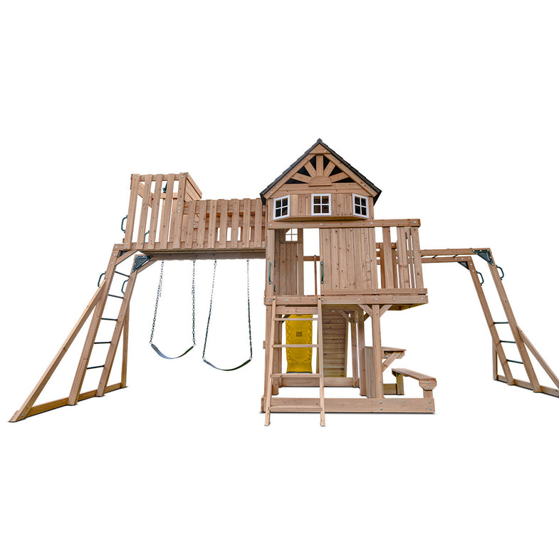 Kensington Swing Set, Monkey Bars & Play Centre with 2.2m Slide (Yellow)