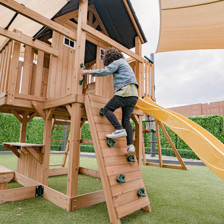 Kensington Swing Set, Monkey Bars & Play Centre with 2.2m Slide (Yellow)