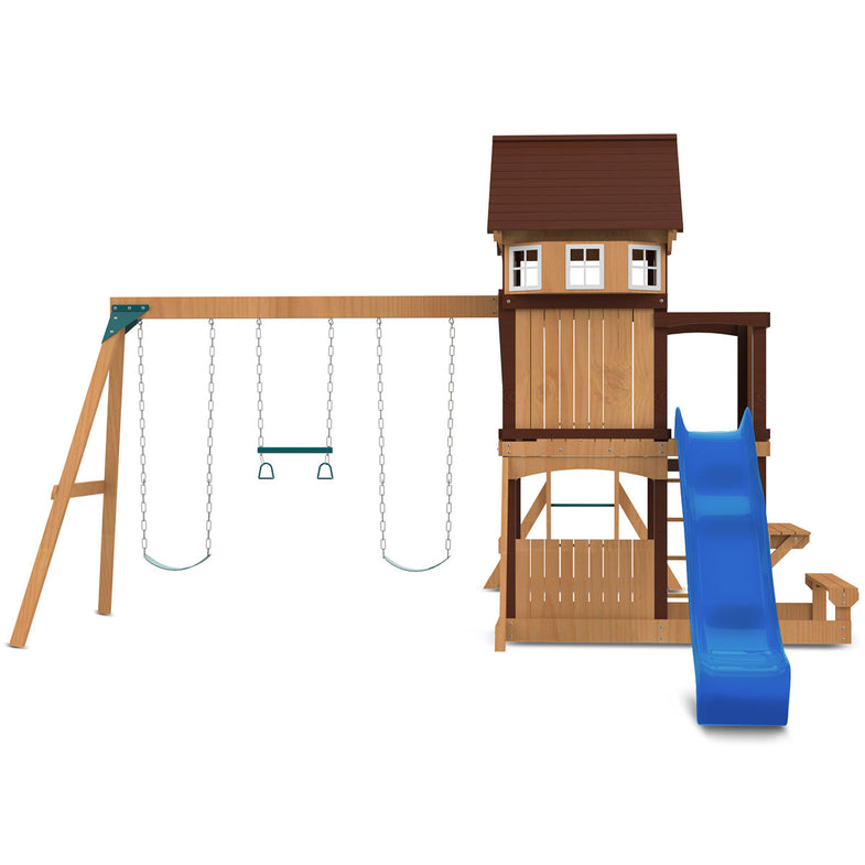Meer Brook Swing Set, Monkey Bars & Play Centre with 2.2m Slide (Blue)