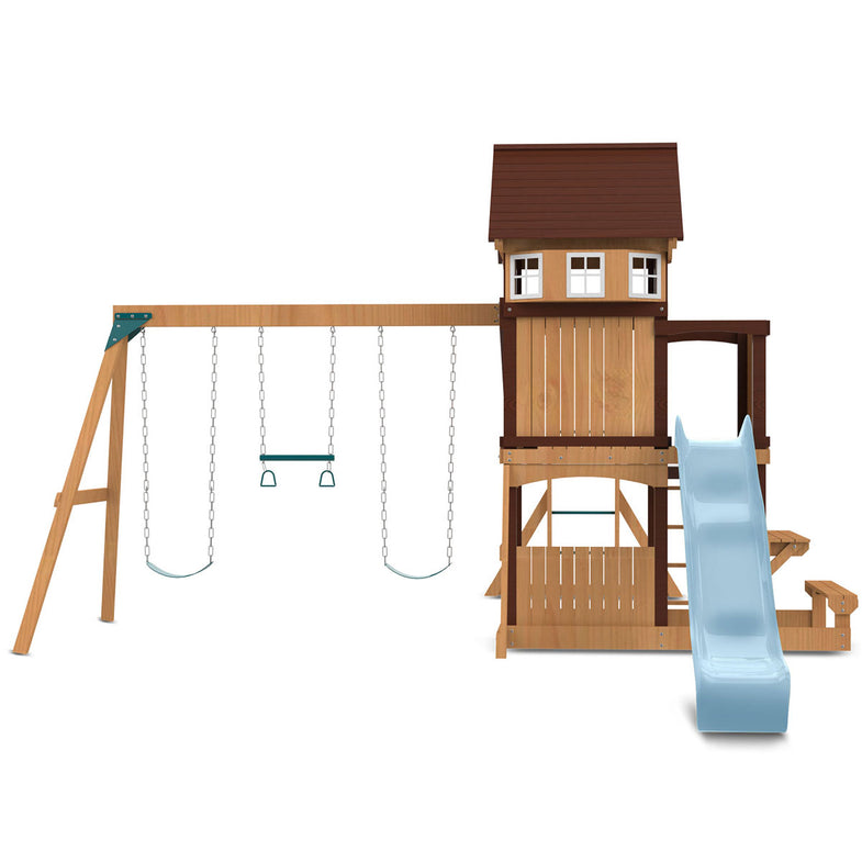 Meer Brook Swing Set, Monkey Bars & Play Centre with 2.2m Slide (Pastel Blue)