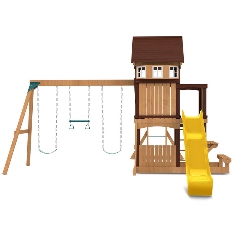 Meer Brook Swing Set, Monkey Bars & Play Centre with 2.2m Slide (Yellow)