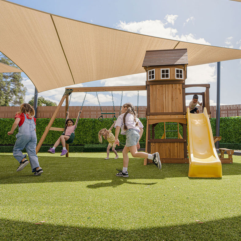 Meer Brook Swing Set, Monkey Bars & Play Centre with 2.2m Slide (Yellow)