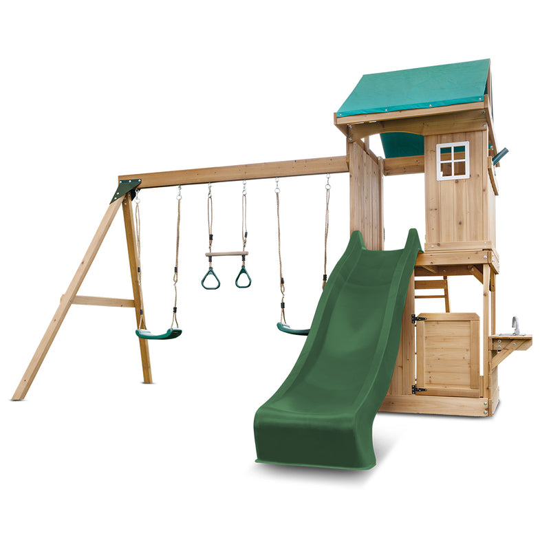 Montrose Swing Set & Play Centre with 2.2m Slide (Green)