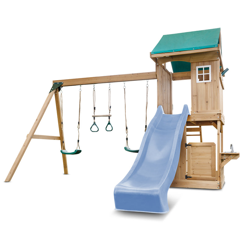 Montrose Swing Set & Play Centre with 2.2m Slide (Pastel Blue)