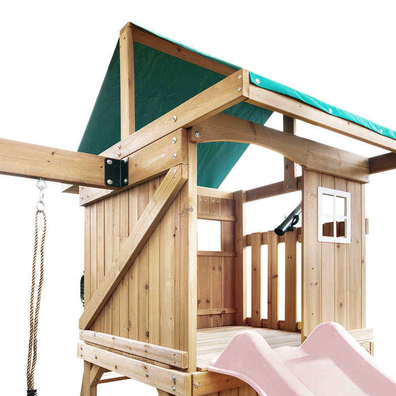 Montrose Swing Set & Play Centre with 2.2m Slide (Pastel Pink)