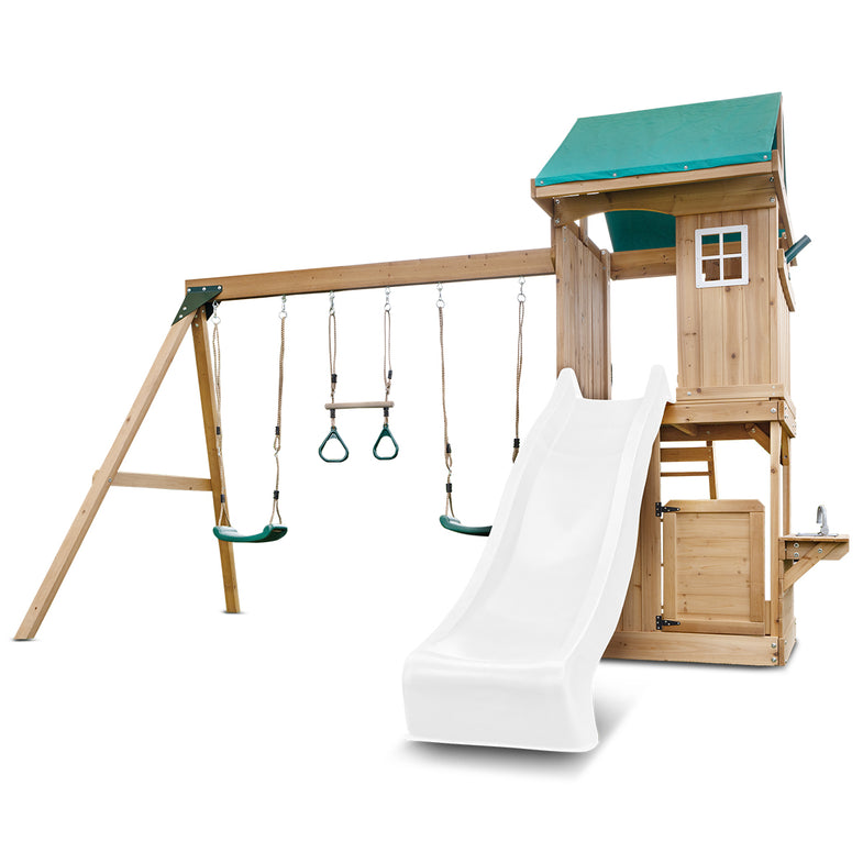 Montrose Swing Set & Play Centre with 2.2m Slide (White)