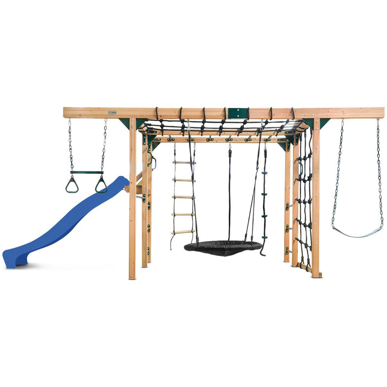 Orangutan Monkey Bars Jungle Gym Climbing Frame with 2.2m Slide (Blue)