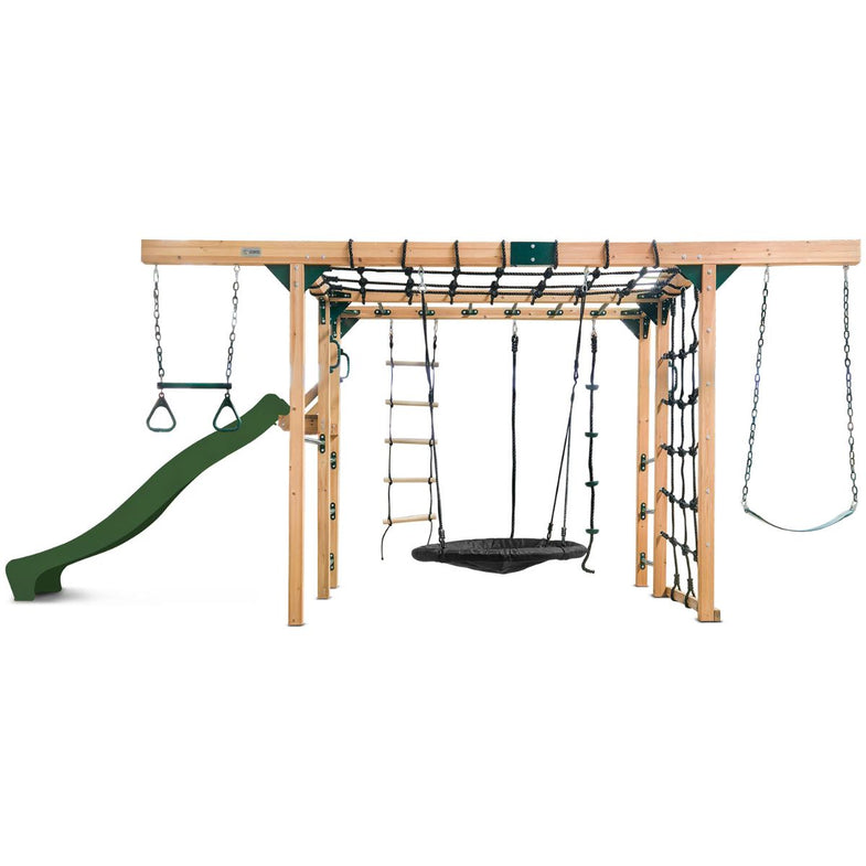 Orangutan Monkey Bars Jungle Gym Climbing Frame with 2.2m Slide (Green)
