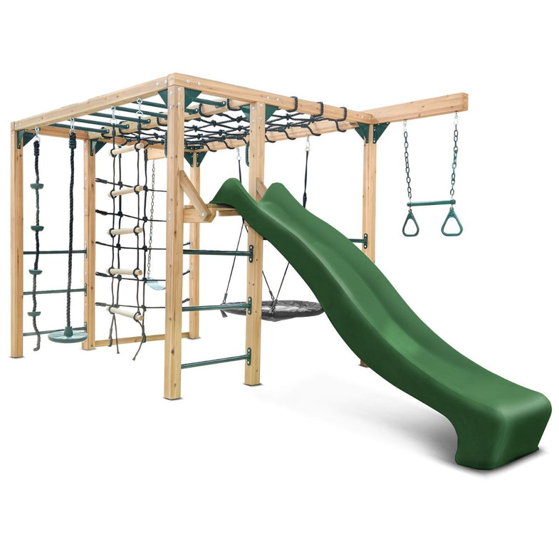 Orangutan Monkey Bars Jungle Gym Climbing Frame with 2.2m Slide (Green)