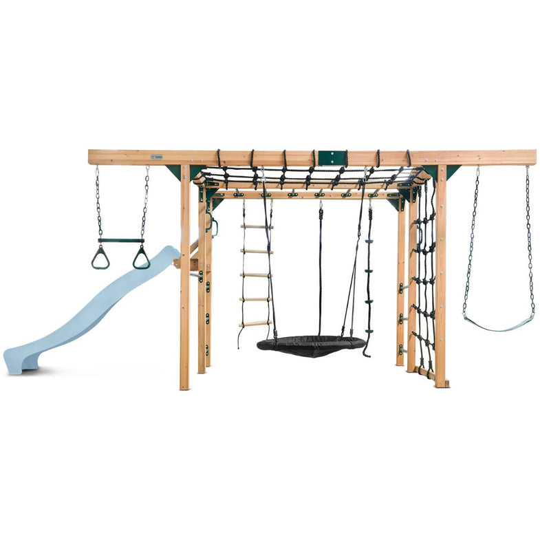 Orangutan Monkey Bars Jungle Gym Climbing Frame with 2.2m Slide (Pastel Blue)