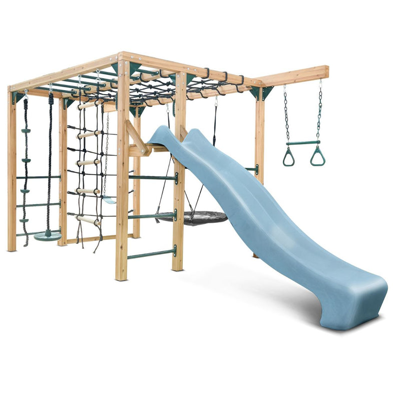 Orangutan Monkey Bars Jungle Gym Climbing Frame with 2.2m Slide (Pastel Blue)