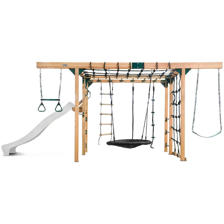 Orangutan Monkey Bars Jungle Gym Climbing Frame with 2.2m Slide (White)