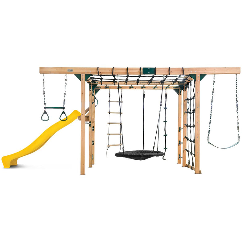 Orangutan Monkey Bars Jungle Gym Climbing Frame with 2.2m Slide (Yellow)
