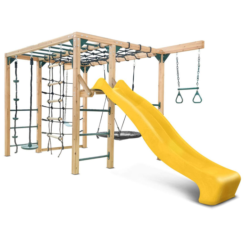 Orangutan Monkey Bars Jungle Gym Climbing Frame with 2.2m Slide (Yellow)