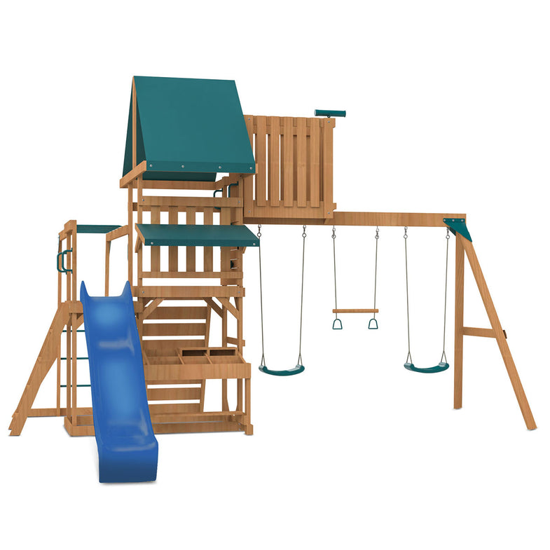 Walton Swing Set, Monkey Bars & Play Centre with 2.2m Slide (Blue)