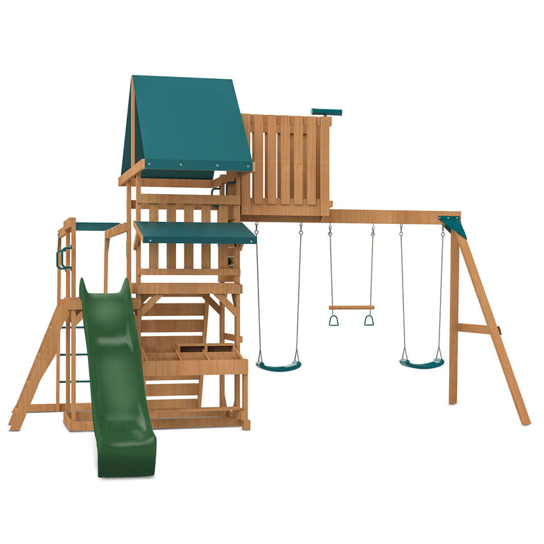 Walton Swing Set, Monkey Bars & Play Centre with 2.2m Slide (Green)