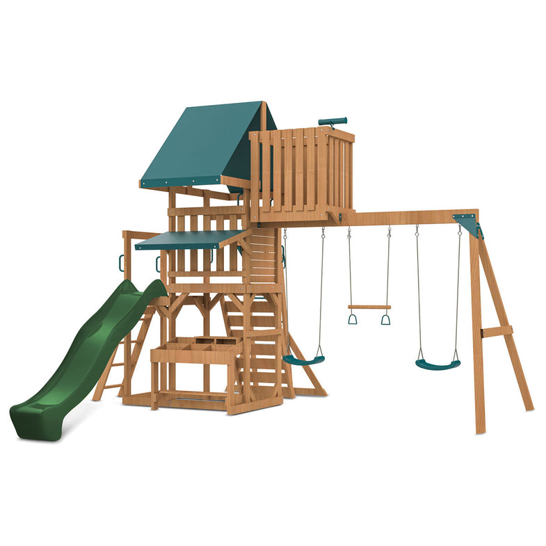 Walton Swing Set, Monkey Bars & Play Centre with 2.2m Slide (Green)