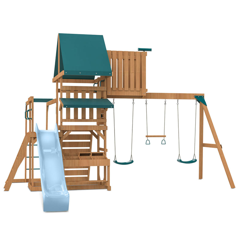 Walton Swing Set, Monkey Bars & Play Centre with 2.2m Slide (Pastel Blue)