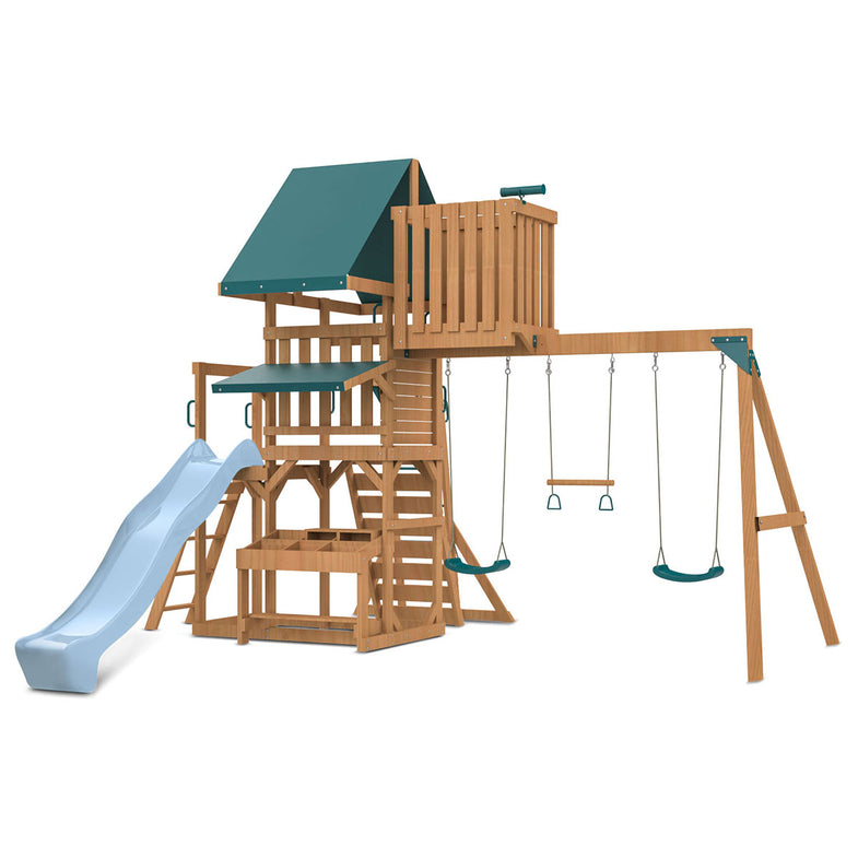 Walton Swing Set, Monkey Bars & Play Centre with 2.2m Slide (Pastel Blue)