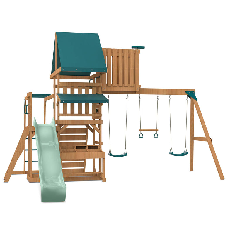 Walton Swing Set, Monkey Bars & Play Centre with 2.2m Slide (Pastel Green)