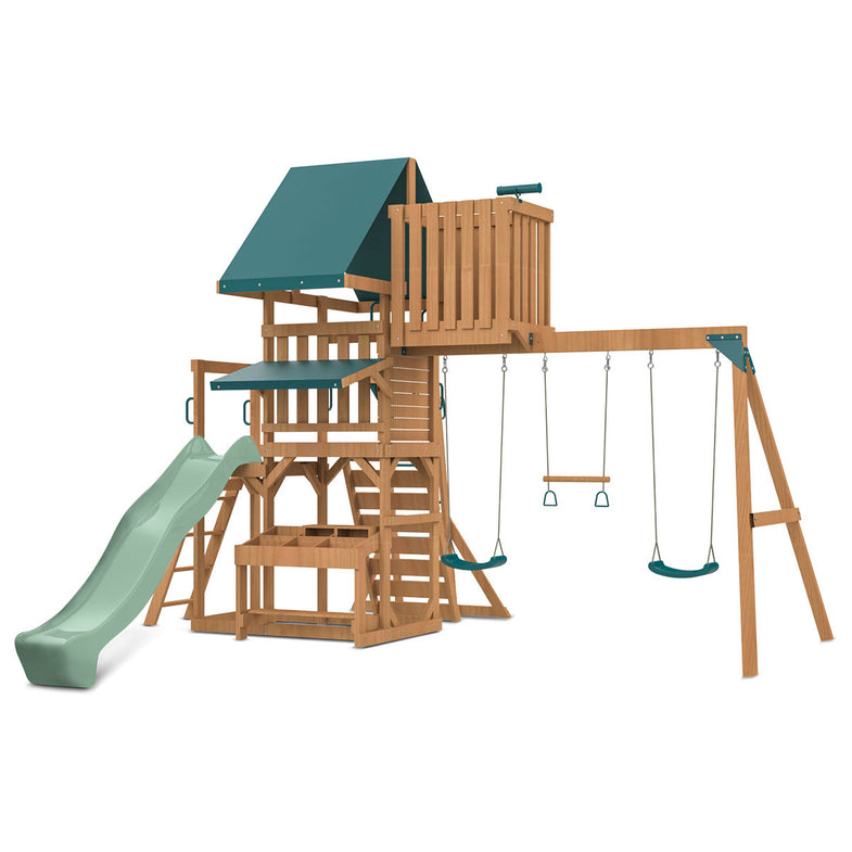 Walton Swing Set, Monkey Bars & Play Centre with 2.2m Slide (Pastel Green)