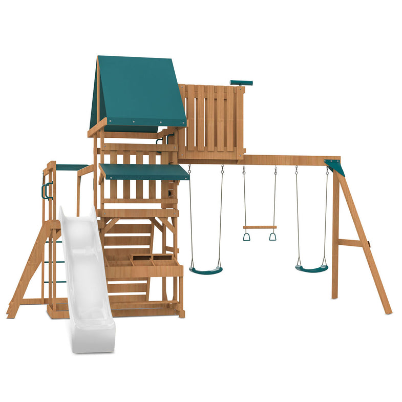 Walton Swing Set, Monkey Bars & Play Centre with 2.2m Slide (White)