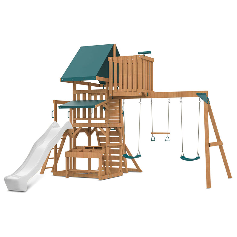Walton Swing Set, Monkey Bars & Play Centre with 2.2m Slide (White)