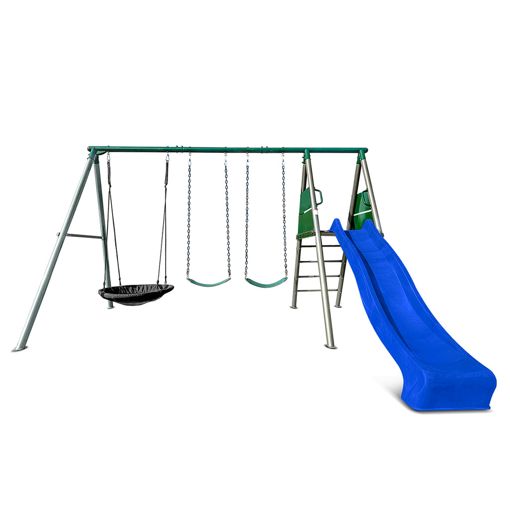Europa Commercial Steel Swing Set with Blue Slide ActiveGo
