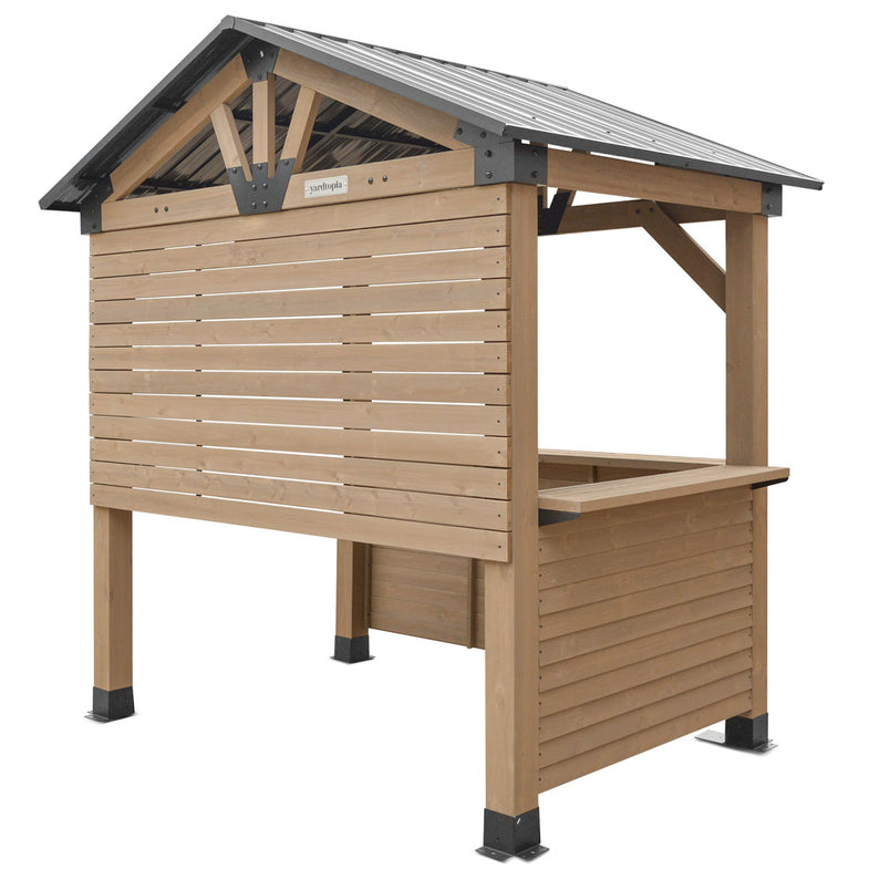 Oslo 2.4m x 1.8m Outdoor Timber & Steel Gable Roof Gazebo - Bar Set