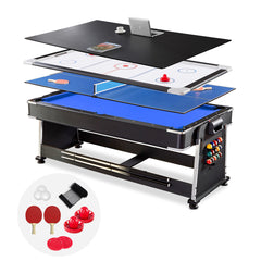 AirShot 7ft Convertible 4-IN-1 Pool, Air Hockey, Table Tennis Table & Tabletop