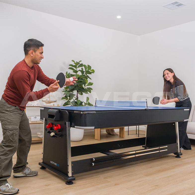 AirShot 7ft Convertible 4-IN-1 Pool, Air Hockey, Table Tennis Table & Tabletop