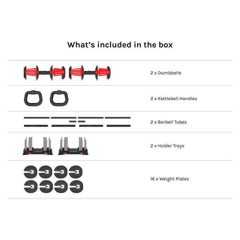 Revolock V2 48kg Adjustable Dumbbell + Barbell + Kettlebell All-in-One Set (24kg Pair)