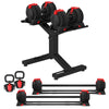 Revolock V2 48kg Adjustable Dumbbell + Barbell + Kettlebell All-in-One Set with Stand (24kg Pair)