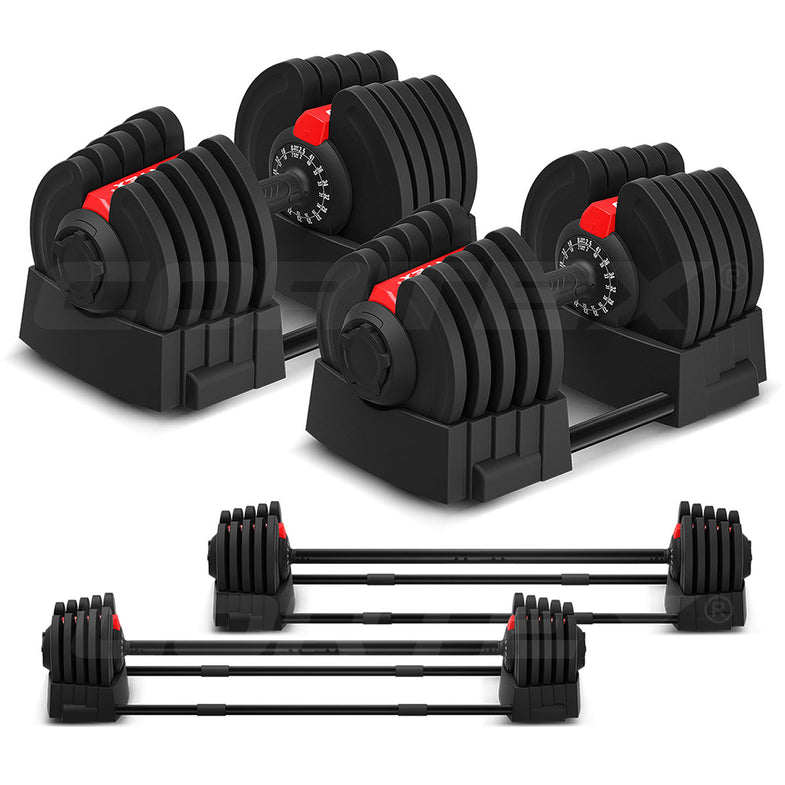 Revolock V2 80kg Adjustable Dumbbell & Barbell All-in-One Set (40kg Pair)