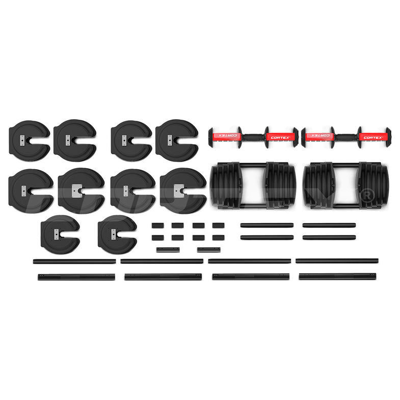 Revolock V2 80kg Adjustable Dumbbell & Barbell All-in-One Set (40kg Pair)