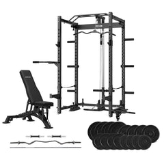 PR-4 Folding Power Rack with 90kg Endurashell Weight, Bar & Bench Set