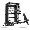 SM-26 6-IN-1 POWER RACK WITH DUAL STACK SMITH & CABLE MACHINE + BN-9 BENCH + 100KG OLYMPIC TRI-GRIP WEIGHT PLATE & BARBELL PACKAGE