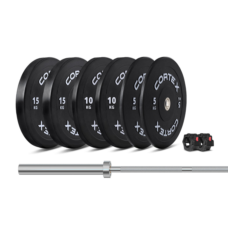 75kg Black Series V3 Bumper Plate Set with ATHENA100 Barbell