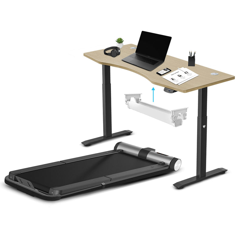 WalkingPad MC21 with Dual Motor Automatic Standing Desk 150cm in Oak and Cable Management