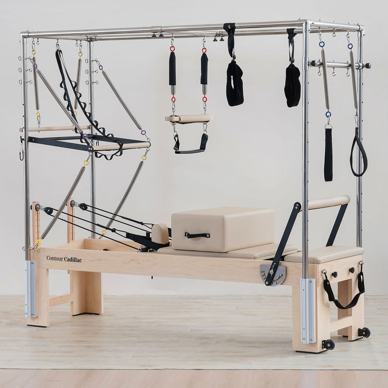 Contour Cadillac Pilates Reformer with Full Trapeze Table (Beige)