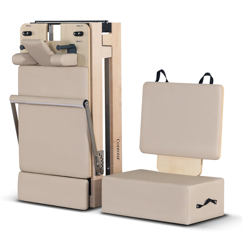 Contour Folding Wooden Pilates Reformer Machine - Beige
