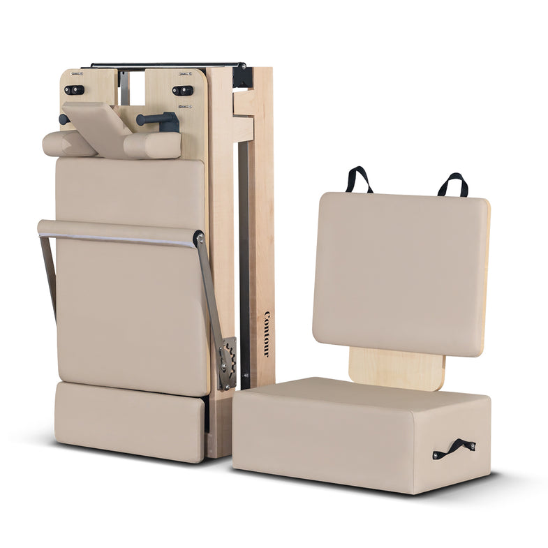 Contour Folding Wooden Pilates Reformer Machine - Beige
