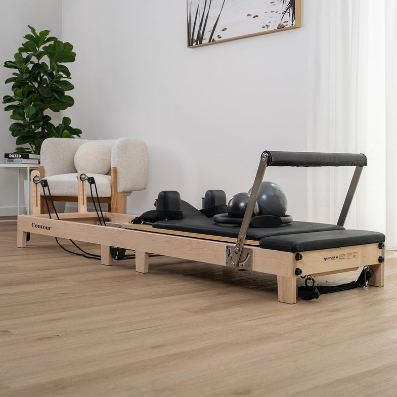 Contour Folding Wooden Pilates Reformer Machine - Black
